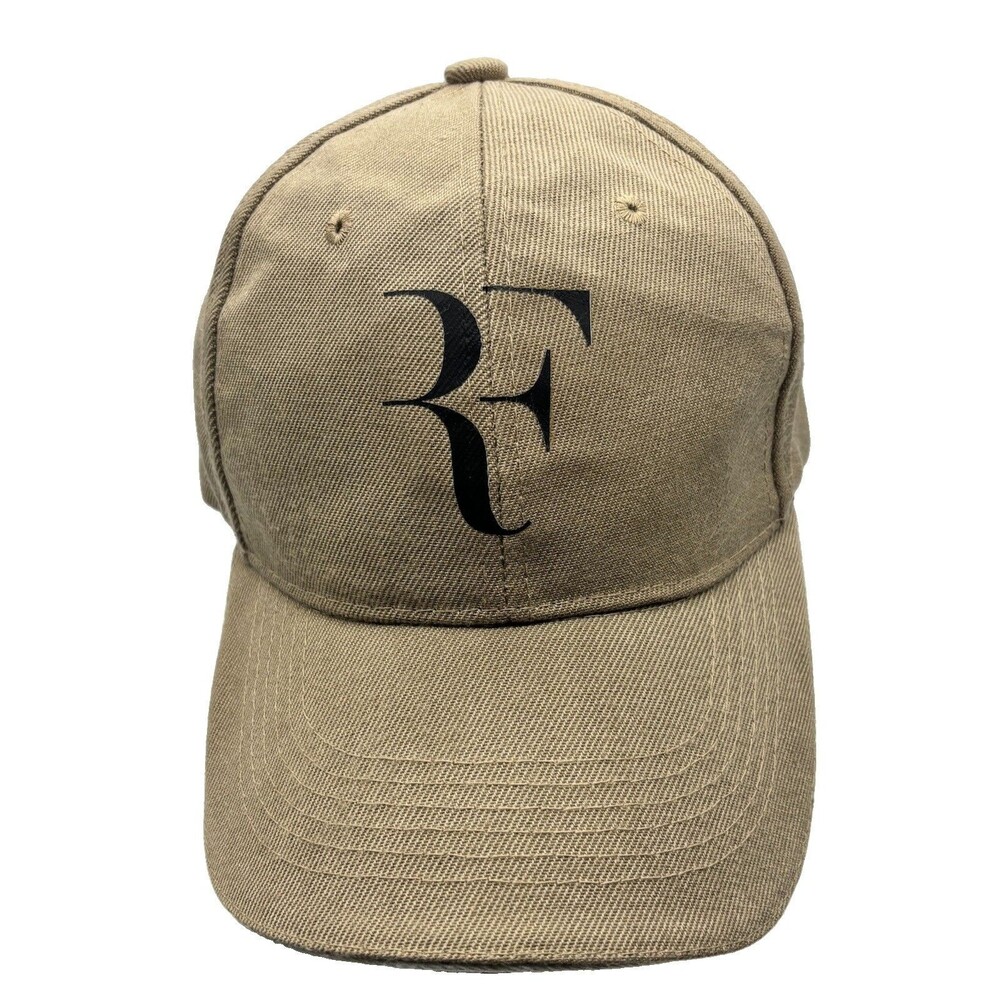 Roger Federer RF Logo Tennis Hat Khaki Tan Beige Strapback Baseball Cap